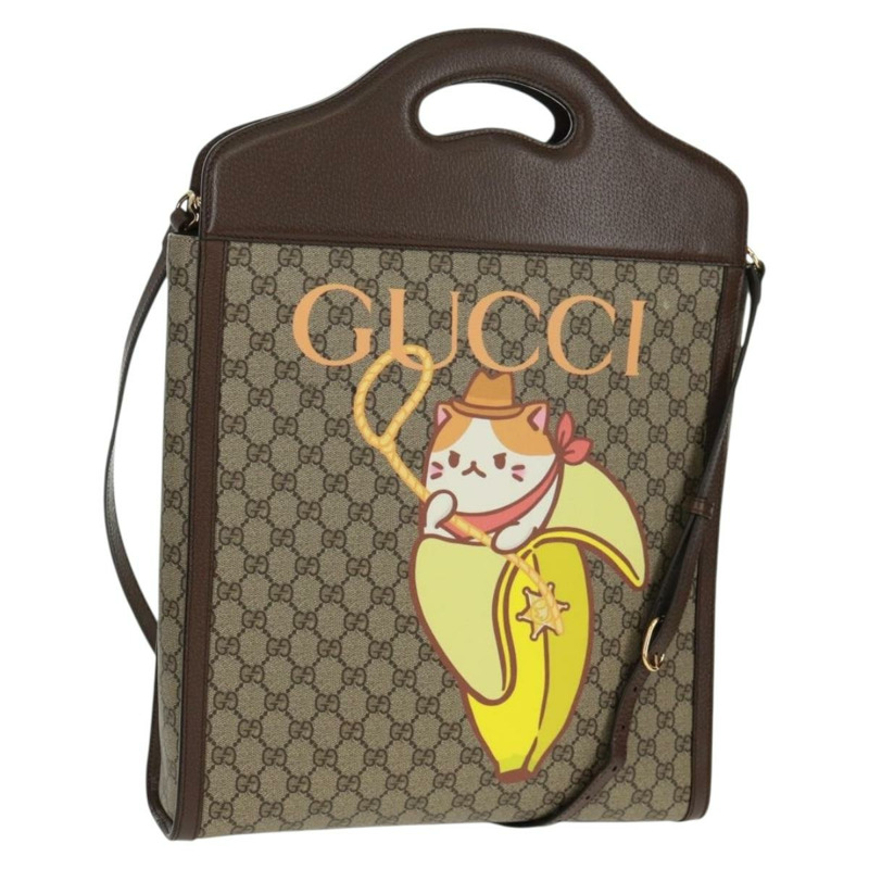 【日本直送】GUCCI GG Supreme Bananya 合作包 PVC 2way 米色 703793 正品 168359M-0