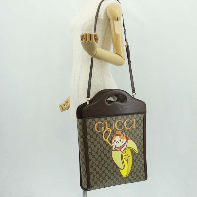 【日本直送】GUCCI GG Supreme Bananya 合作包 PVC 2way 米色 703793 正品 168359M-27