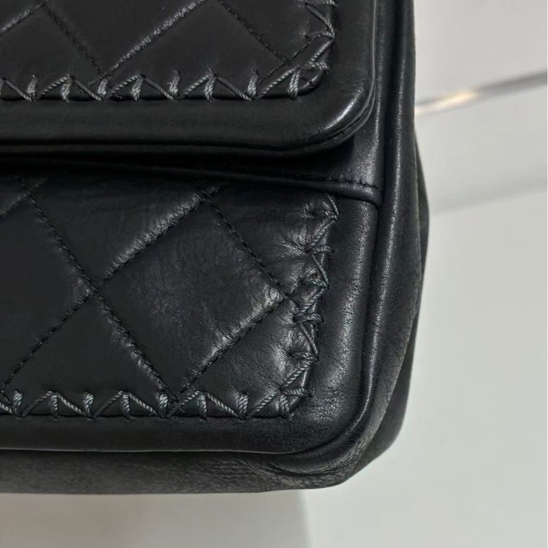 「JL精品代購」 香奈兒黑金山羊皮外縫滾邊cf鏈條包-10