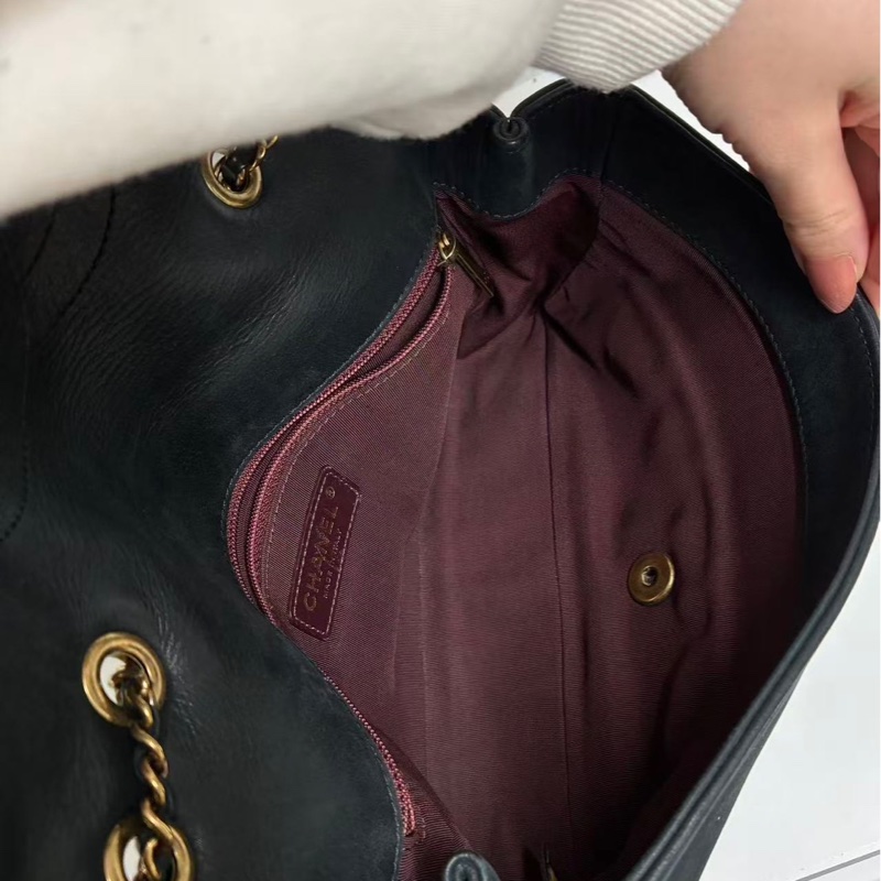 「JL精品代購」 香奈兒黑金山羊皮外縫滾邊cf鏈條包-18