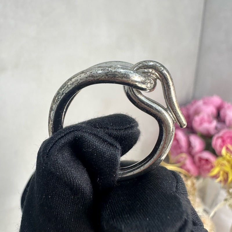 Hermes 中古銀色扭結絲巾環絲巾扣-4