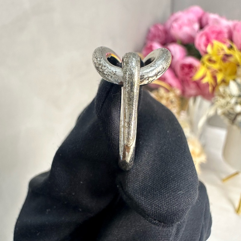 Hermes 中古銀色扭結絲巾環絲巾扣-6