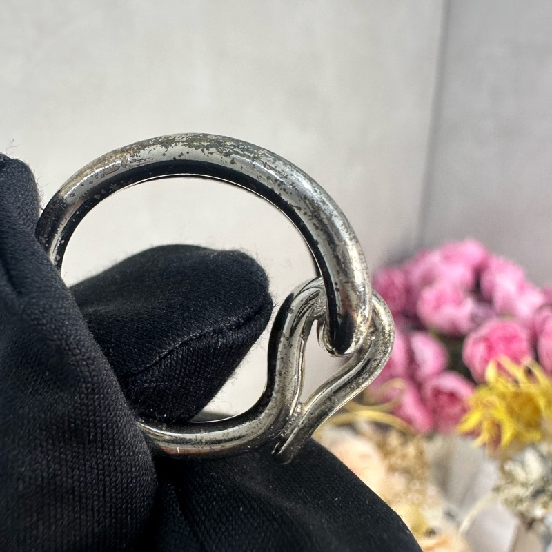 Hermes 中古銀色扭結絲巾環絲巾扣-7