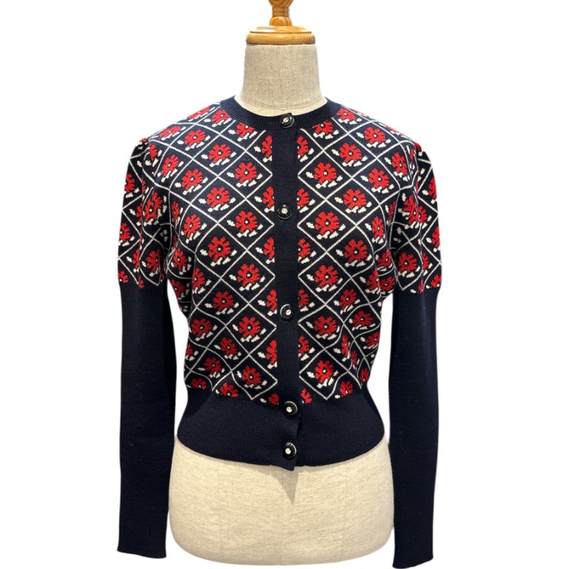 MIU MIU 花卉針織開襟外套 42碼 全新未穿 經典復古款-0