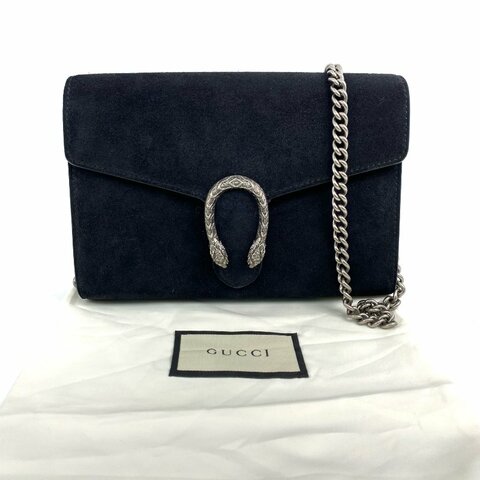 ☆ Gucci 古馳 Black Suede Chain Shoulder Bag 401231 黑色麂皮鏈條肩揹袋 - 267000296