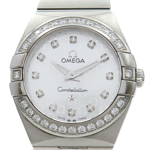 銀色錶盤 不鏽鋼 鑽框 Constellation Quartz 腕錶【OMEGA 歐米茄 】 12315246052001