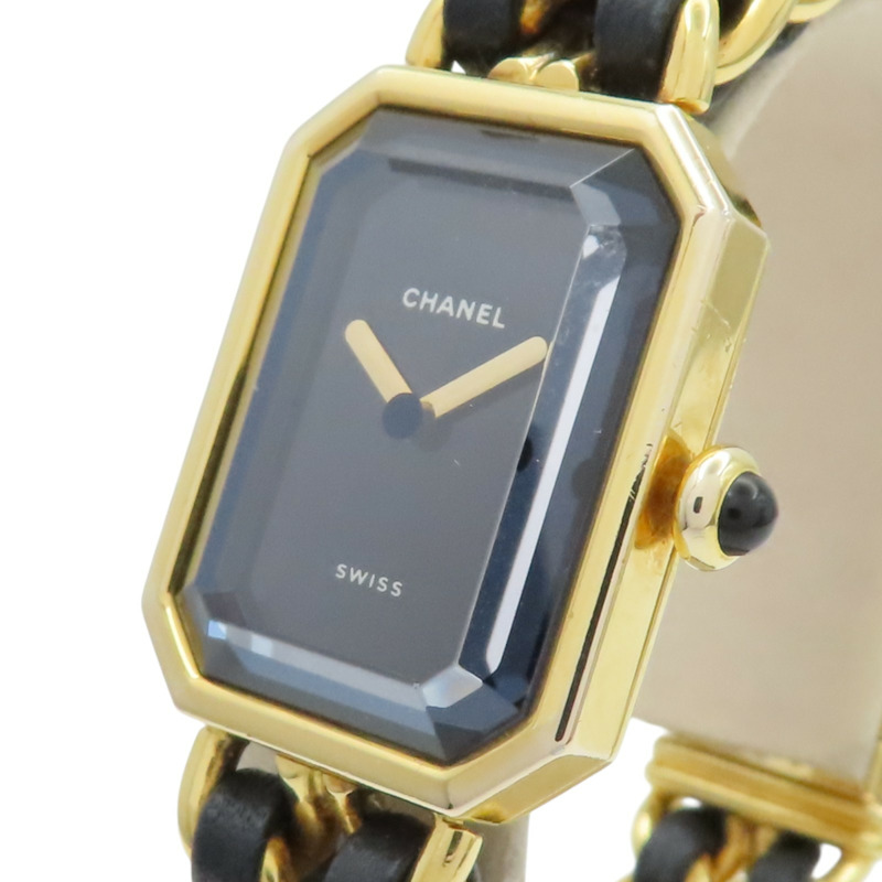 Premiere M 石英腕錶 黑色錶盤 鍍金 皮革錶帶【CHANEL 香奈兒】 H6951-2