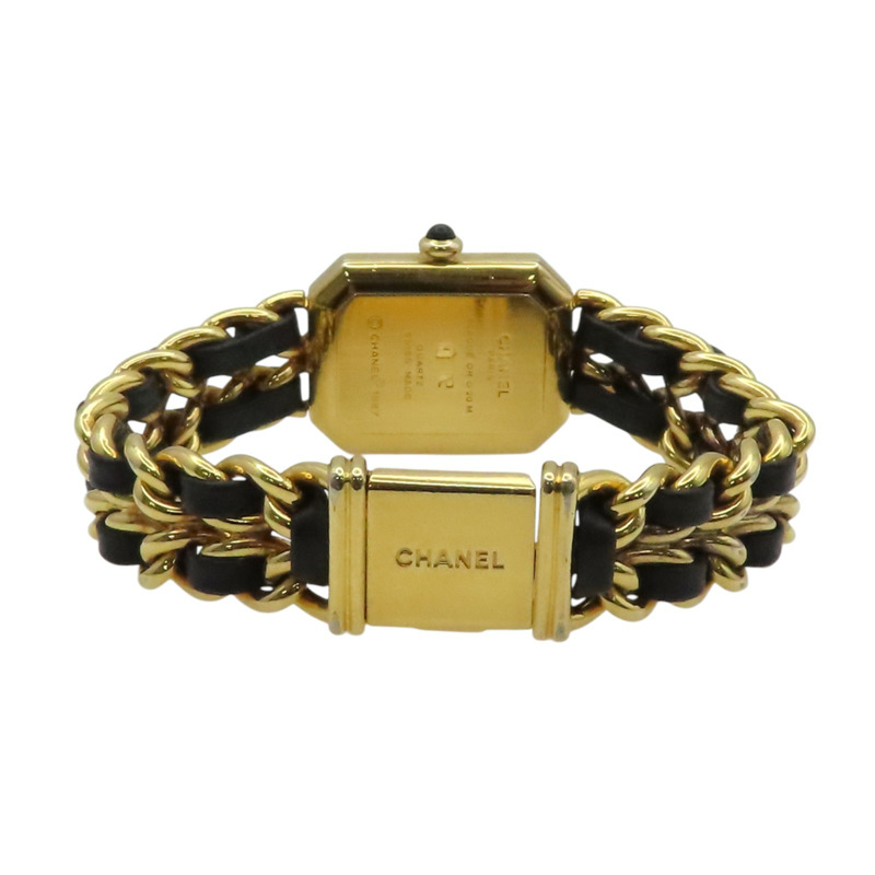 Premiere M 石英腕錶 黑色錶盤 鍍金 皮革錶帶【CHANEL 香奈兒】 H6951-4