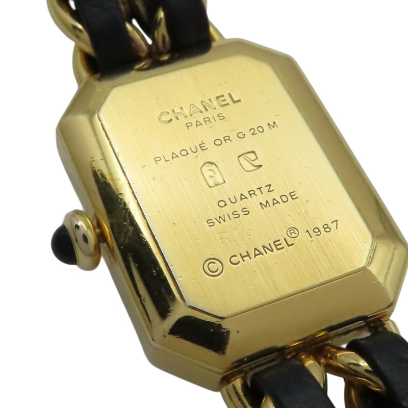 Premiere M 石英腕錶 黑色錶盤 鍍金 皮革錶帶【CHANEL 香奈兒】 H6951-7