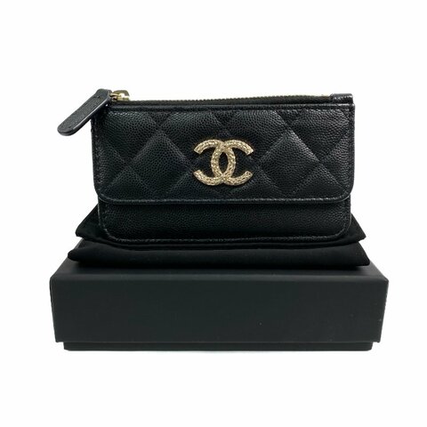 ☆ Chanel 香奈兒 Black Caviar Skin Zip Card Case 黑色粒紋小牛皮卡套 - 267000140