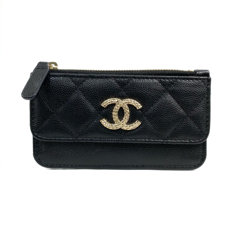 ☆ Chanel 香奈兒 Black Caviar Skin Zip Card Case 黑色粒紋小牛皮卡套 - 267000140-1