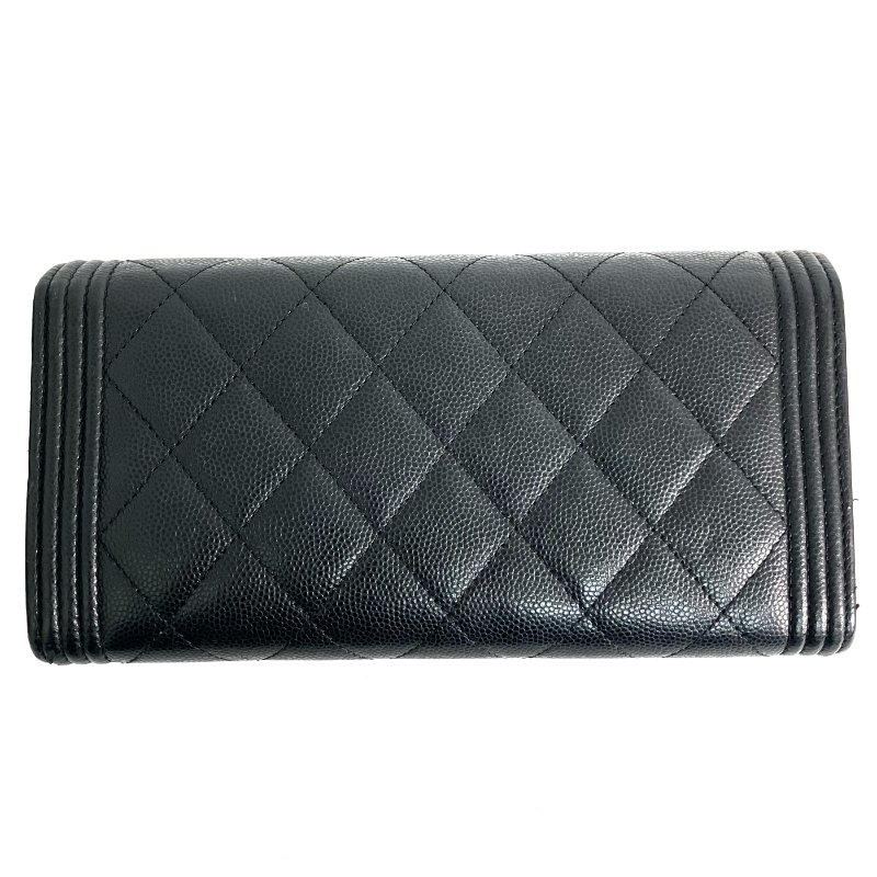 ☆ Chanel 香奈兒 Black Caviar Skin Boy Flap Long Wallet 黑色粒紋小牛皮長銀包 - 267000277-2