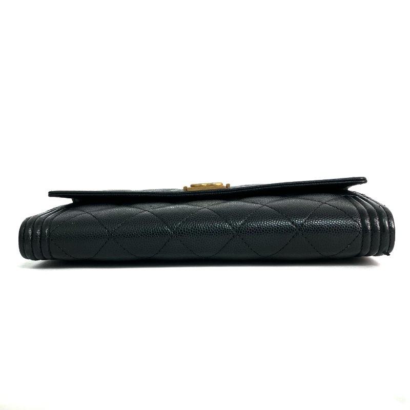☆ Chanel 香奈兒 Black Caviar Skin Boy Flap Long Wallet 黑色粒紋小牛皮長銀包 - 267000277-5