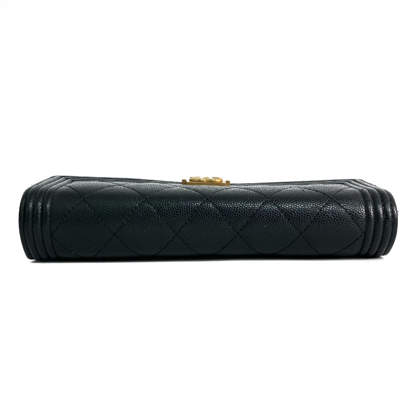 ☆ Chanel 香奈兒 Black Caviar Skin Boy Flap Long Wallet 黑色粒紋小牛皮長銀包 - 267000277-6