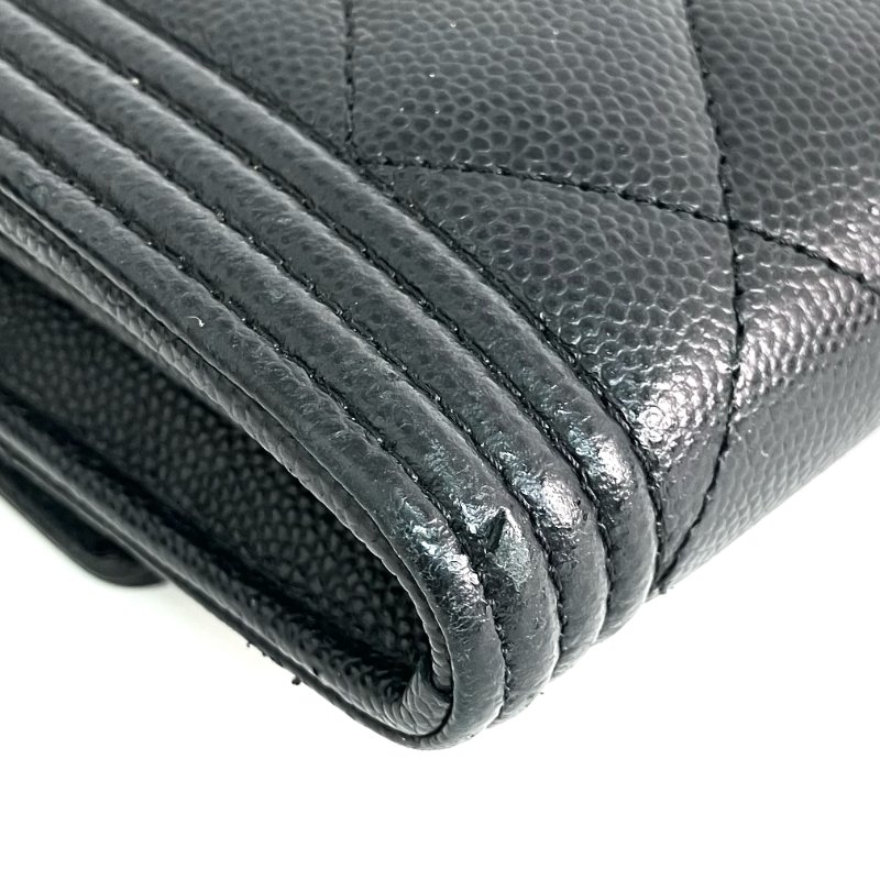 ☆ Chanel 香奈兒 Black Caviar Skin Boy Flap Long Wallet 黑色粒紋小牛皮長銀包 - 267000277-9
