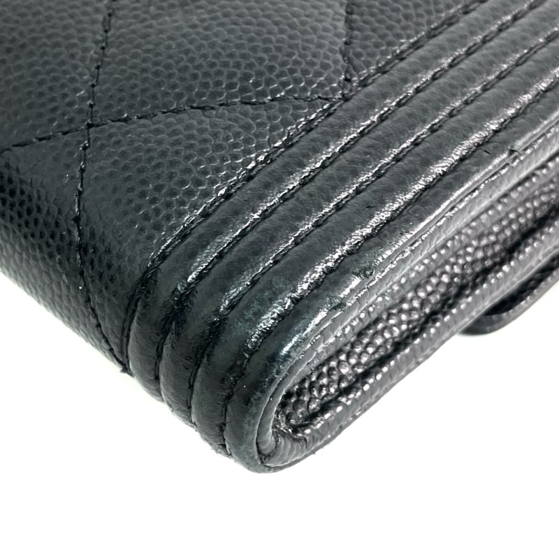 ☆ Chanel 香奈兒 Black Caviar Skin Boy Flap Long Wallet 黑色粒紋小牛皮長銀包 - 267000277-16