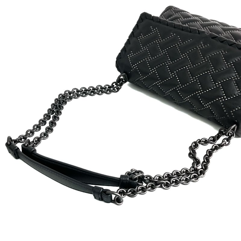 ☆ Bottega Veneta 寳緹嘉 Black Calfskin Chain Shoulder Bag 黑色小牛皮鏈條單肩袋 - 257028969-5