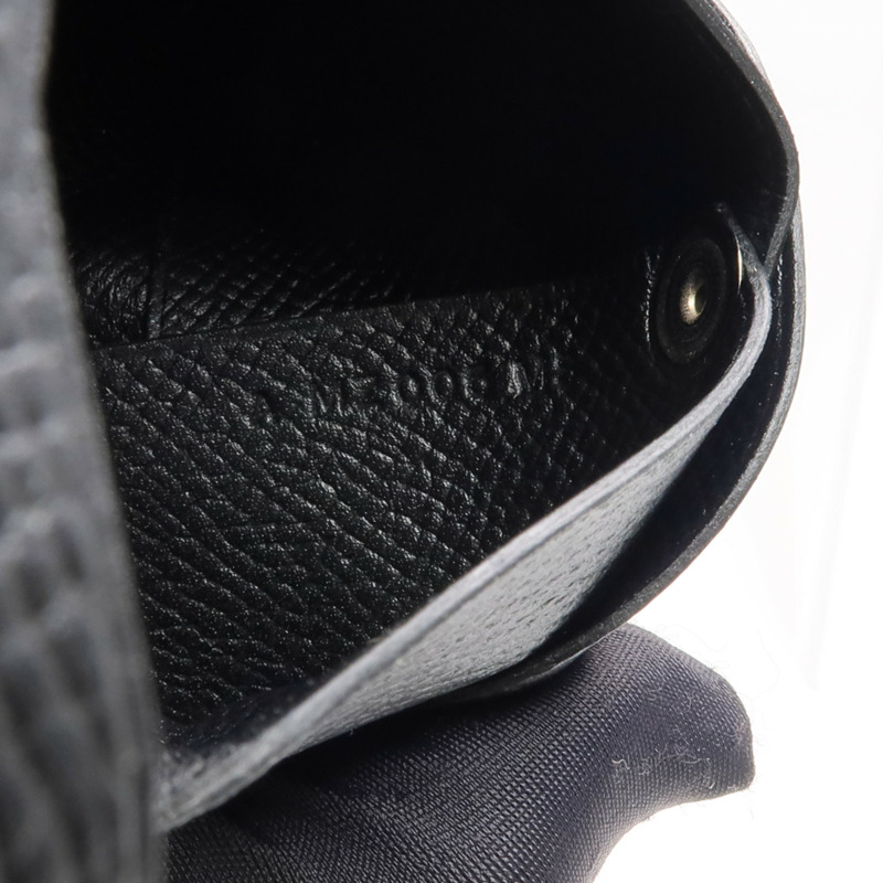 HERMES Epsom皮革Bastia銀扣零錢包Noir-6