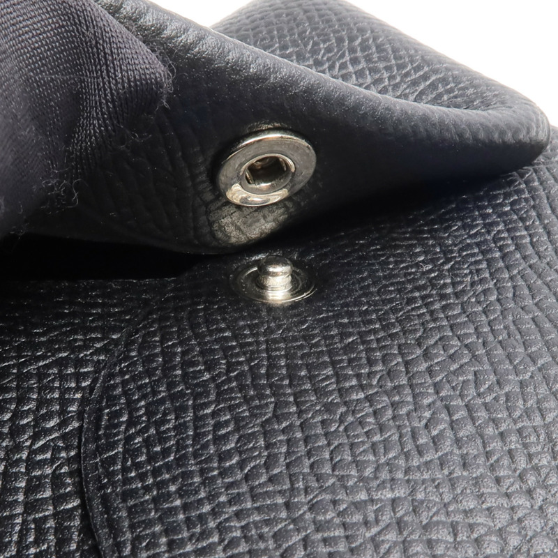 HERMES Epsom皮革Bastia銀扣零錢包Noir-8