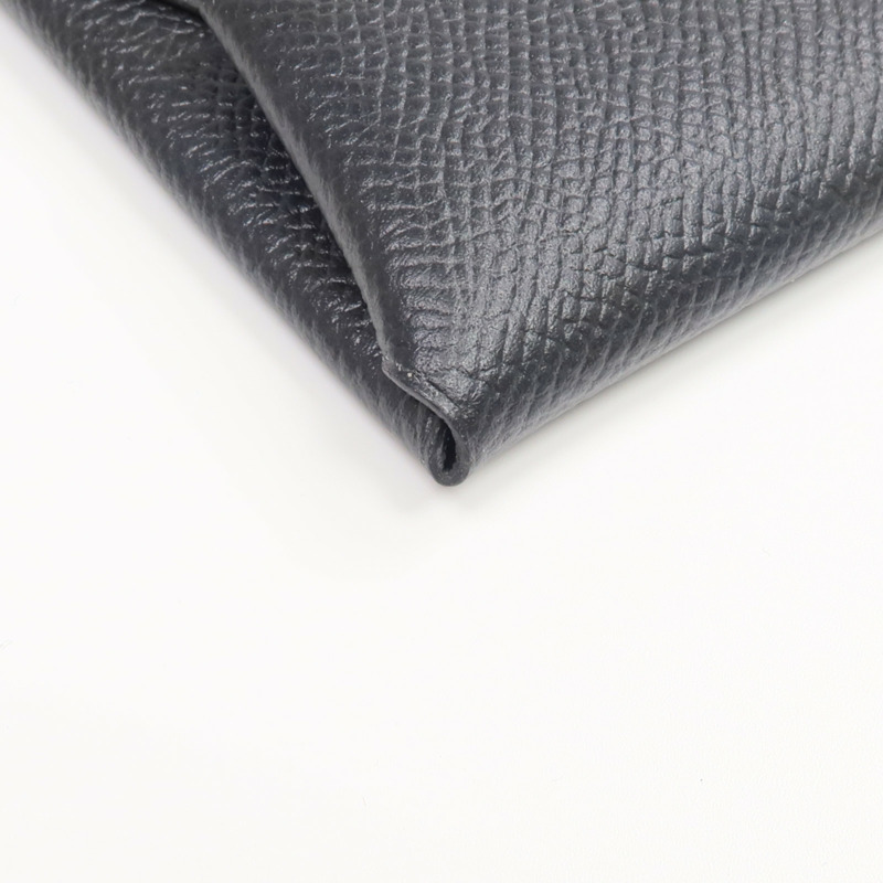 HERMES Epsom皮革Bastia銀扣零錢包Noir-13