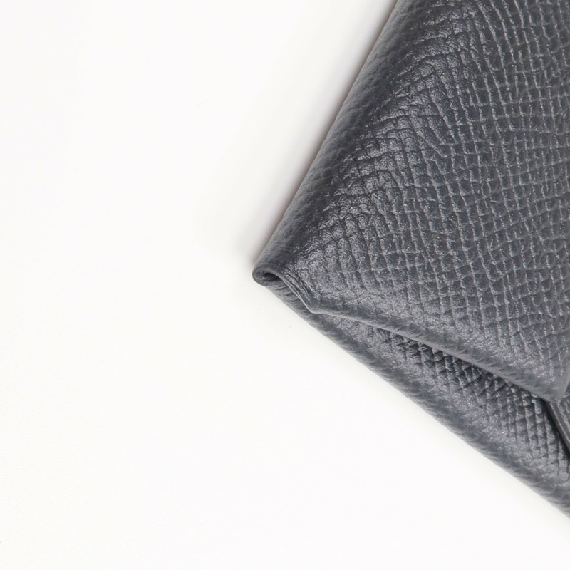 HERMES Epsom皮革Bastia銀扣零錢包Noir-14