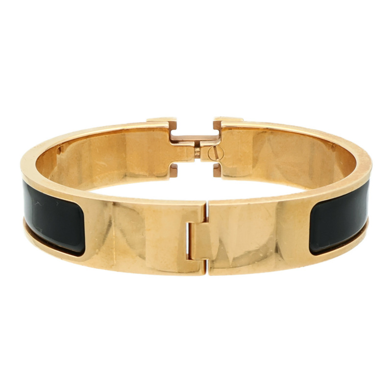 HERMES 琺瑯/金屬Clic H金扣手鏈Noir-1