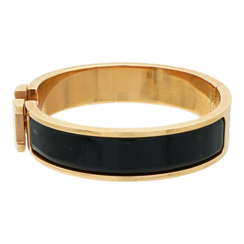 HERMES 琺瑯/金屬Clic H金扣手鏈Noir-3