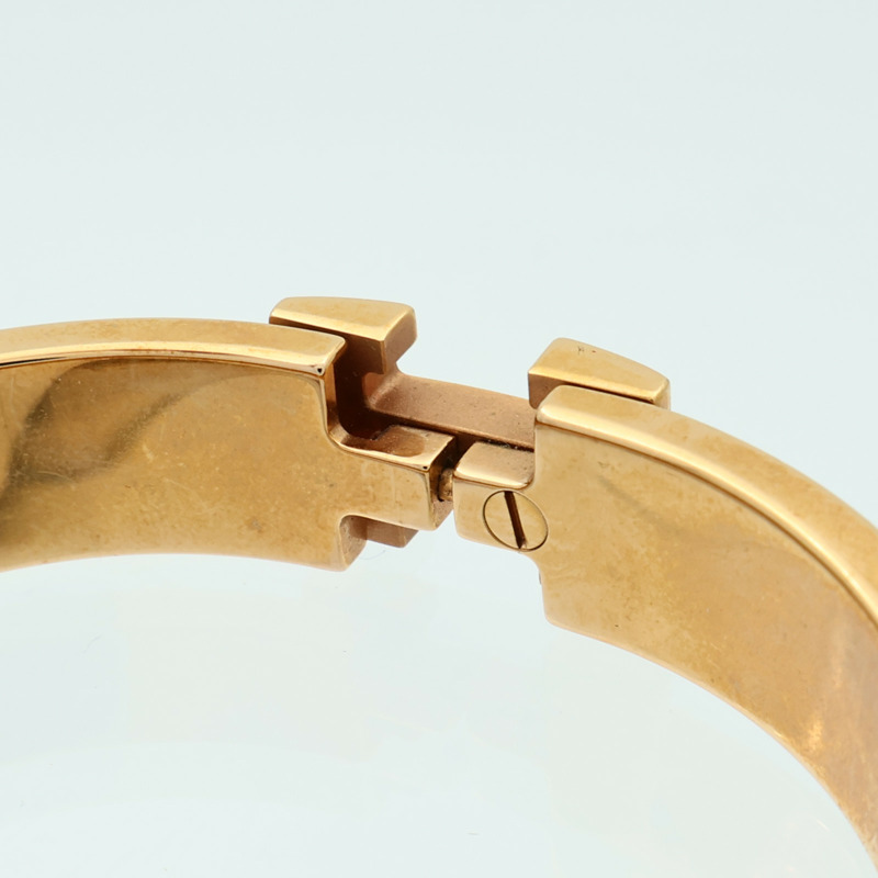 HERMES 琺瑯/金屬Clic H金扣手鏈Noir-7