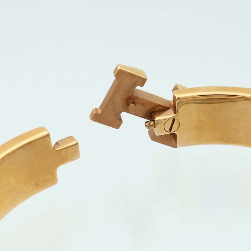 HERMES 琺瑯/金屬Clic H金扣手鏈Noir-9