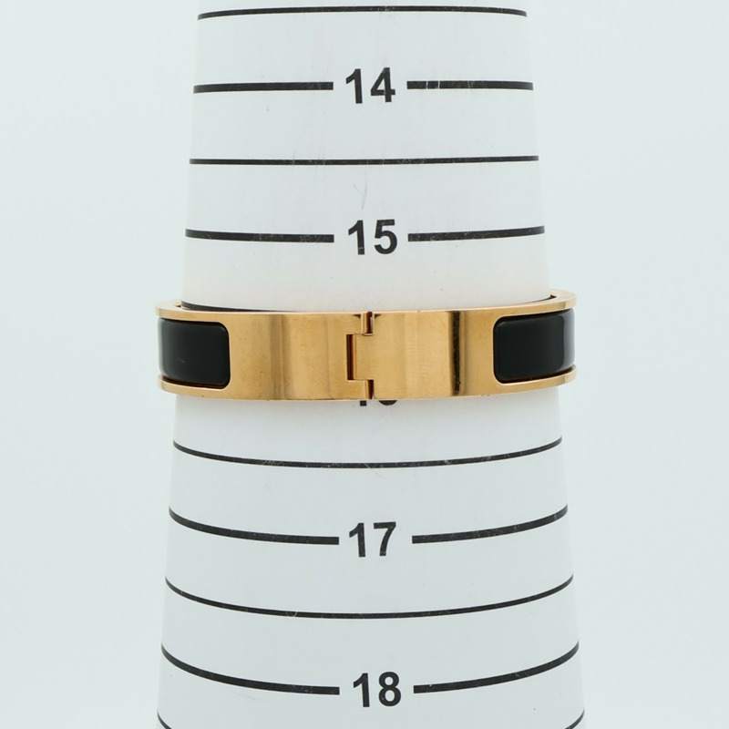 HERMES 琺瑯/金屬Clic H金扣手鏈Noir-11