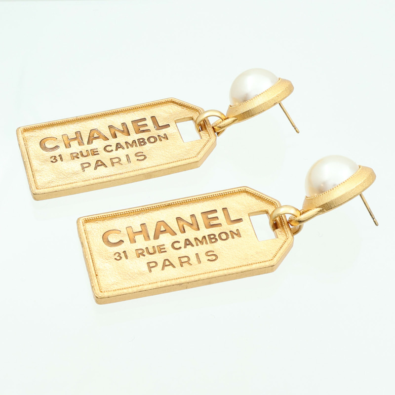 CHANEL PVC/金屬31 Rue Cambon耳環-6