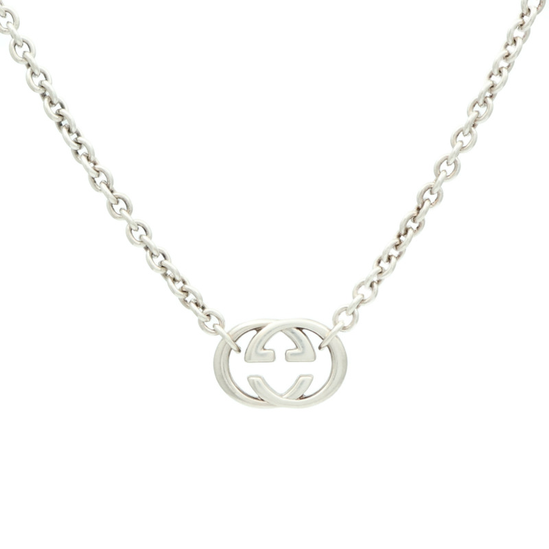 GUCCI 925純銀Interlocking G項鍊-1