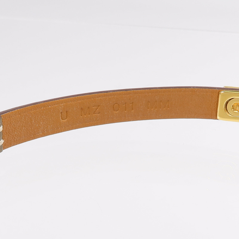 HERMES Swift皮革Rivale Mini Bracelet金扣手鏈Etoupe-7