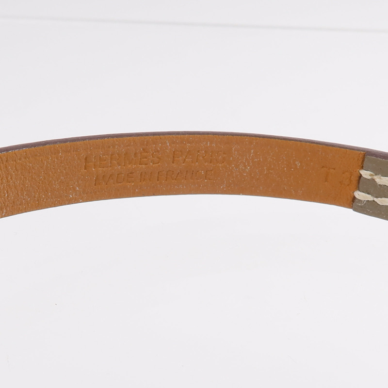 HERMES Swift皮革Rivale Mini Bracelet金扣手鏈Etoupe-8