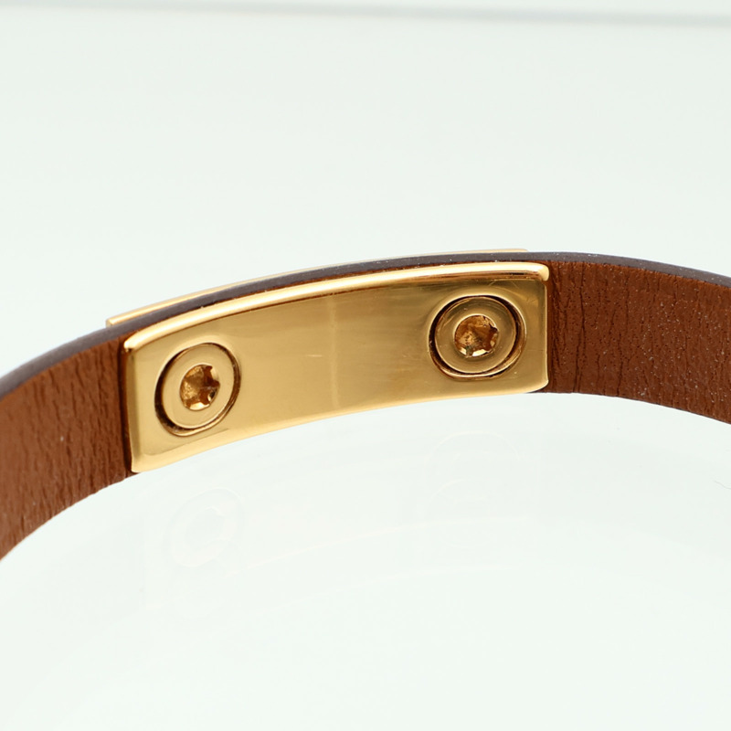 HERMES Swift皮革Rivale Mini Bracelet金扣手鏈Etoupe-12