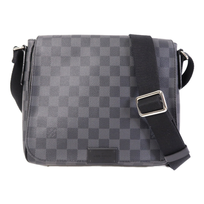 LOUIS VUITTON Damier Graphite District PM銀扣肩背袋-0