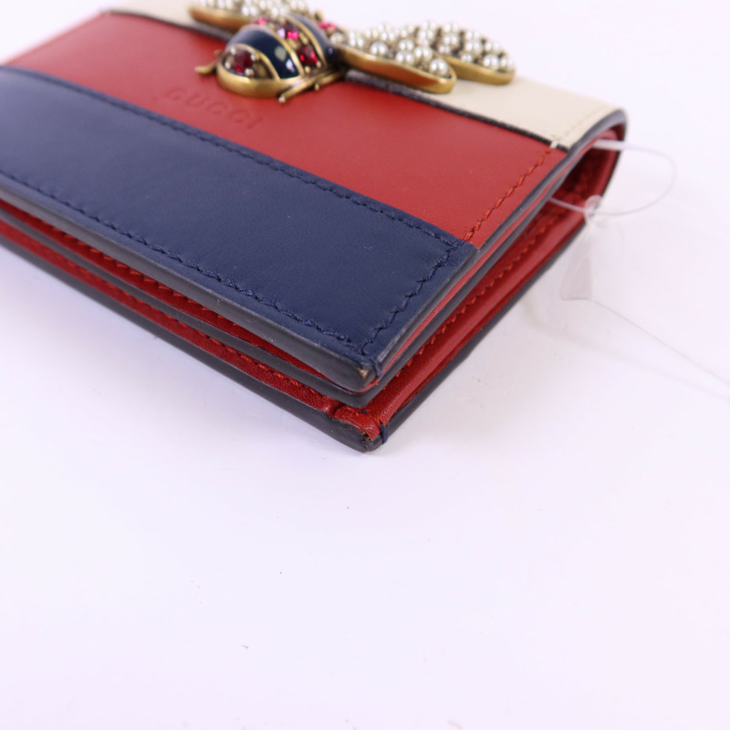 GUCCI 牛皮皮革Queen Margaret金扣錢包-12