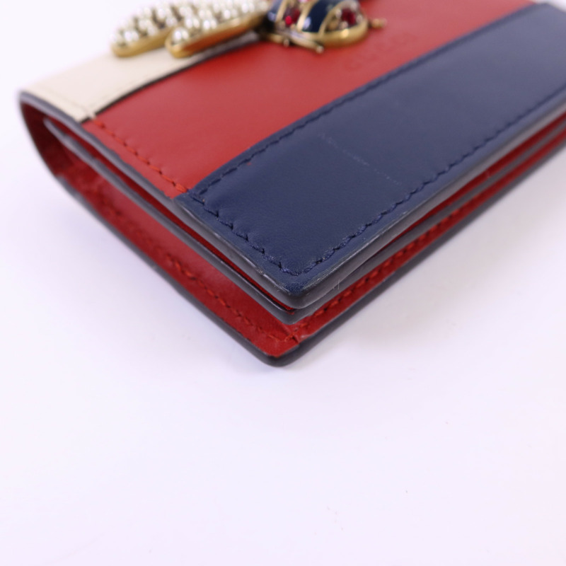 GUCCI 牛皮皮革Queen Margaret金扣錢包-13