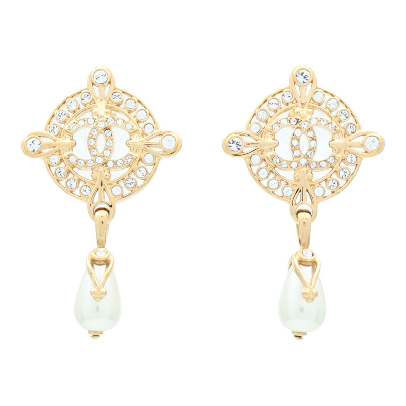 CHANEL 金屬Faux Pearl Drop Earrings耳環-0