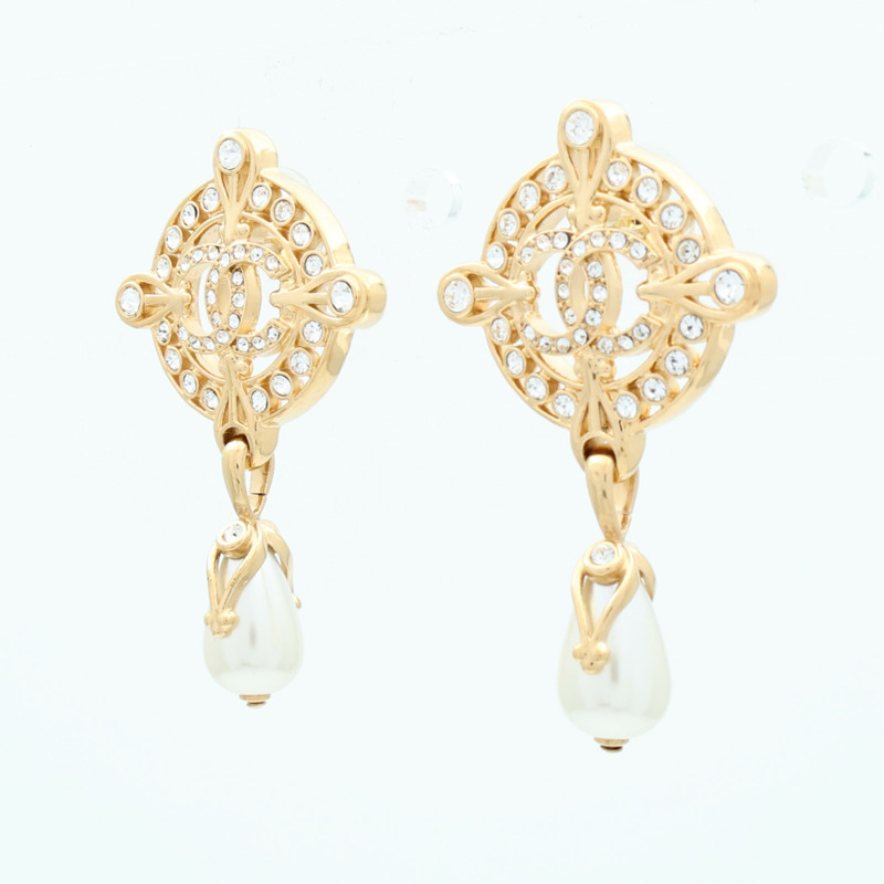 CHANEL 金屬Faux Pearl Drop Earrings耳環-1