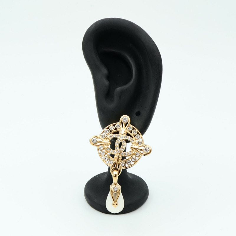 CHANEL 金屬Faux Pearl Drop Earrings耳環-8