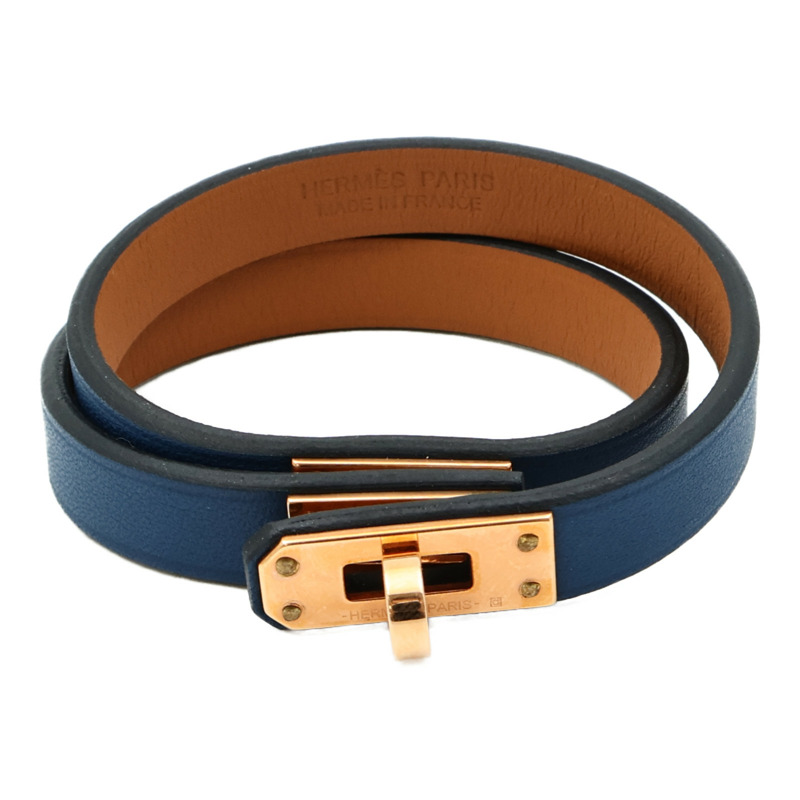 HERMES Swift皮革Mini Kelly Double Tour Bracelet金扣手鏈-0