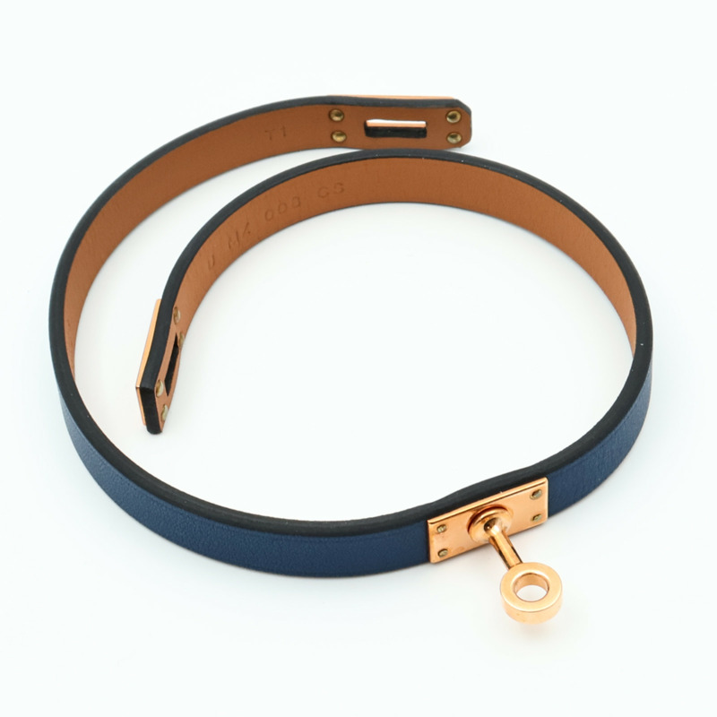 HERMES Swift皮革Mini Kelly Double Tour Bracelet金扣手鏈-5
