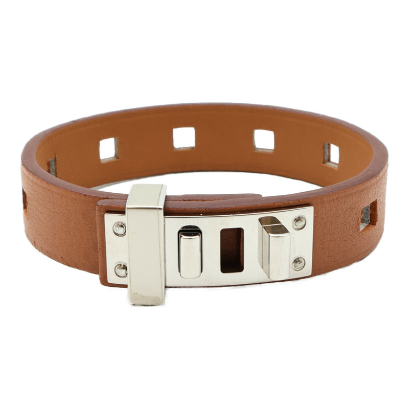 HERMES Swift皮革Mini Dog Bracelet銀扣手鏈-0