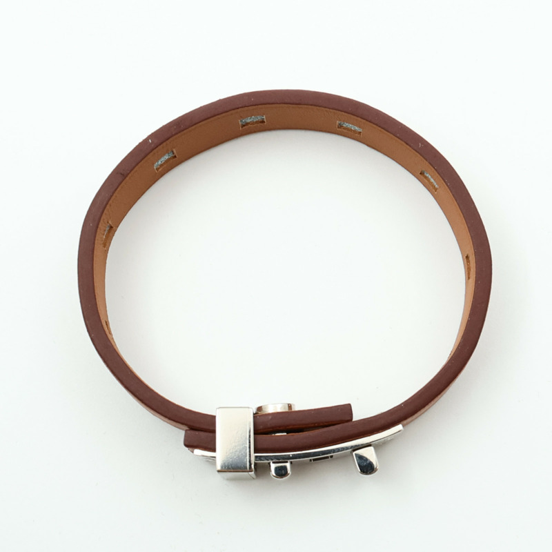 HERMES Swift皮革Mini Dog Bracelet銀扣手鏈-4