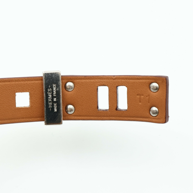 HERMES Swift皮革Mini Dog Bracelet銀扣手鏈-5