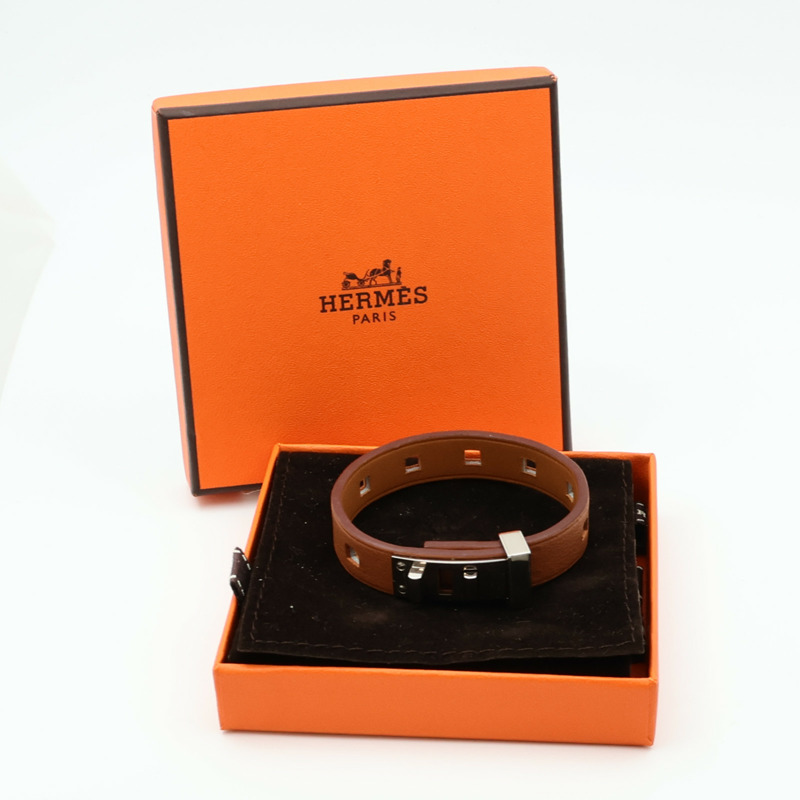 HERMES Swift皮革Mini Dog Bracelet銀扣手鏈-8