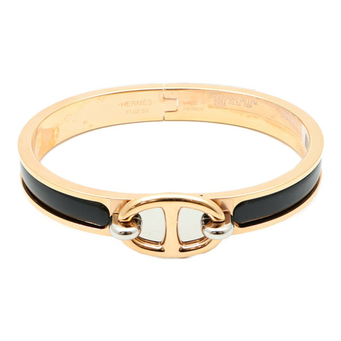 HERMES 琺瑯/金屬Mini Clic Chaîne d'Ancre金扣手鐲Noir