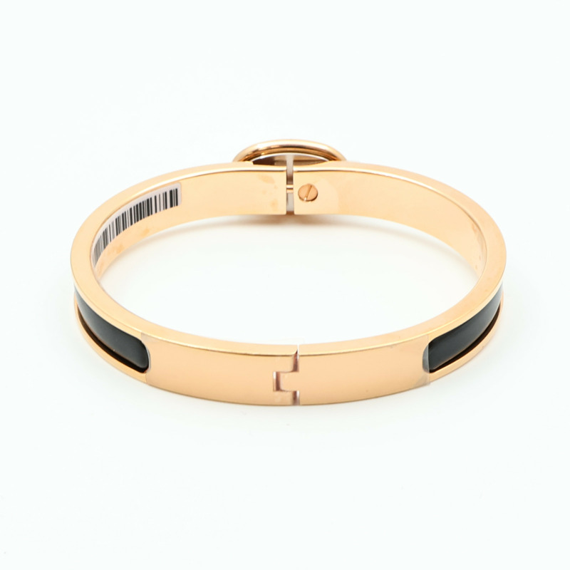 HERMES 琺瑯/金屬Mini Clic Chaîne d'Ancre金扣手鐲Noir-2