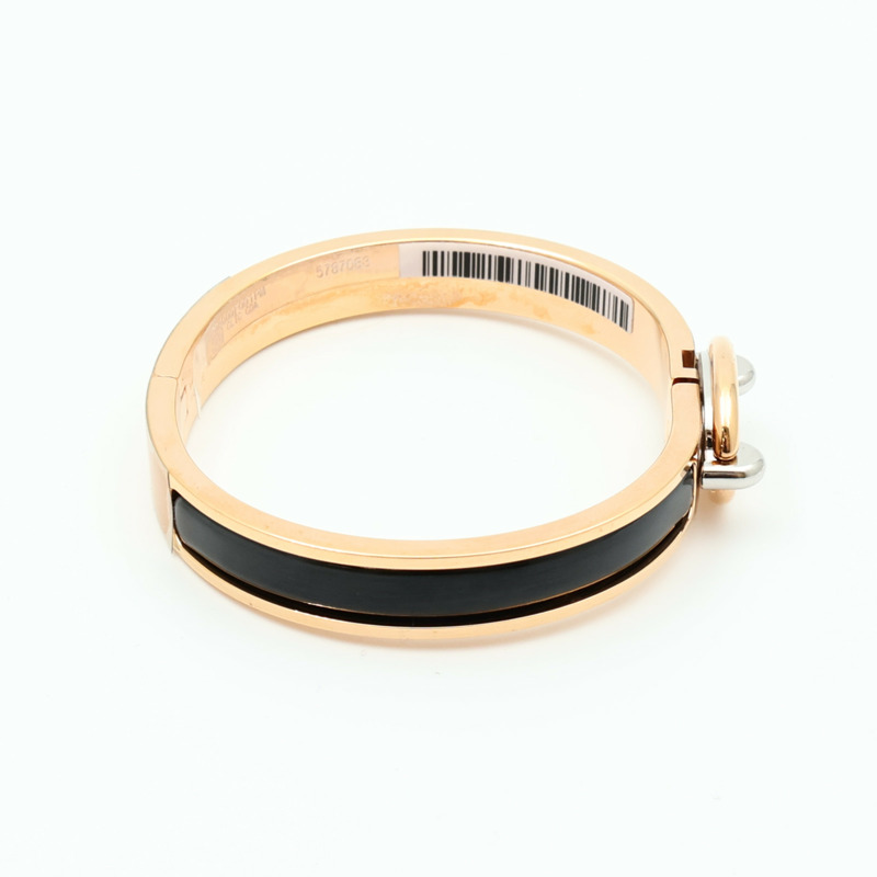 HERMES 琺瑯/金屬Mini Clic Chaîne d'Ancre金扣手鐲Noir-3